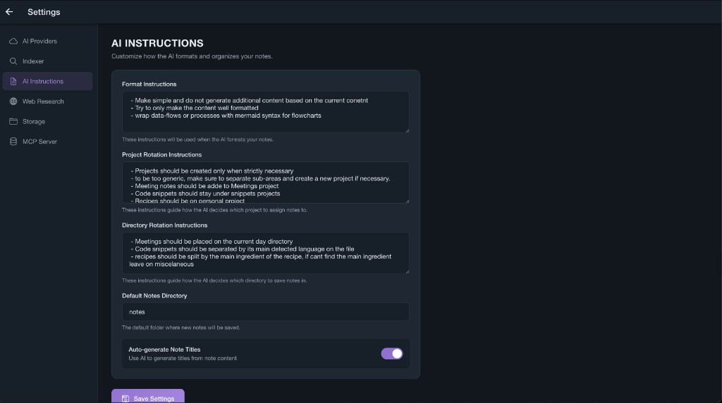 AI instruction customization settings